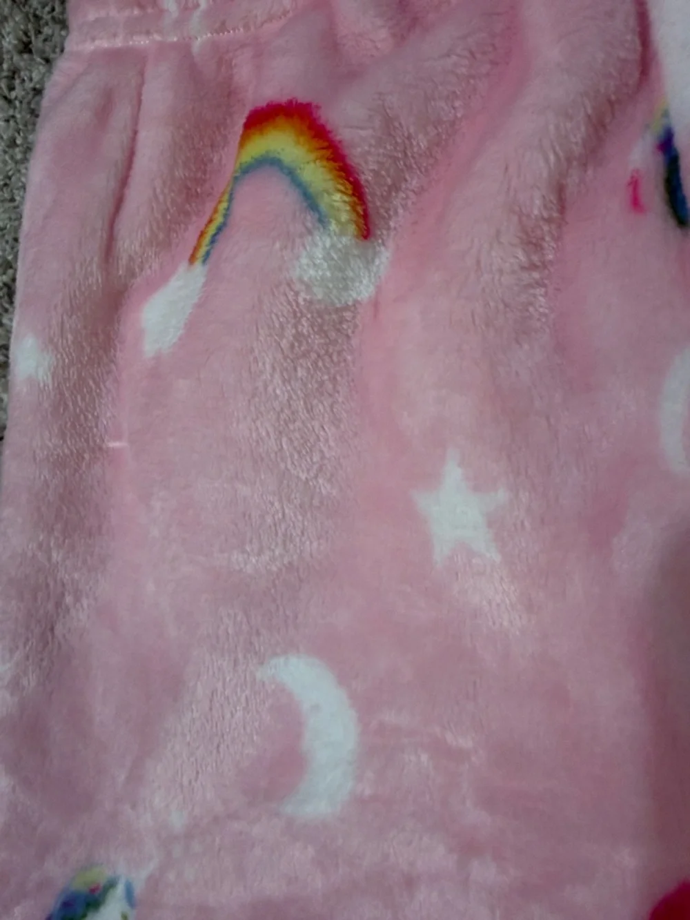Pink Fleece Unicorn & Rainbow Girls Pajama Pants -like new Size 12-L